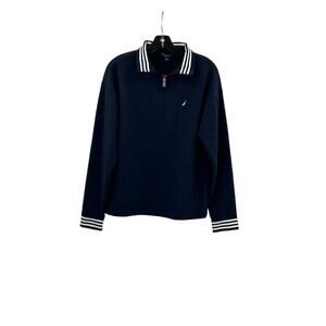 Nautica Womens Size X-Large Navy Quarter-Zip Pullover Sweatshirt Medium